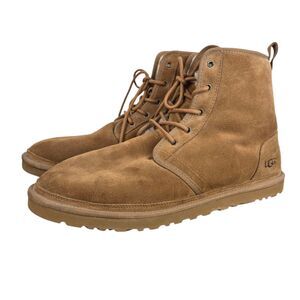 UGG Harkley 1016472 Men's Boots Suede Fur Chestnut Brown Lace Up Sz 17
